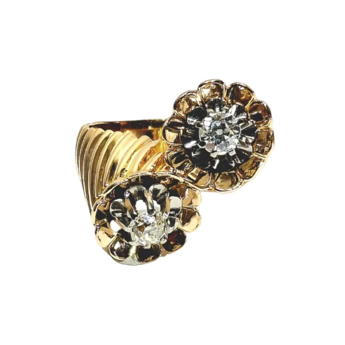 Bague Toi & Moi en or rose, platine et diamants - Castafiore