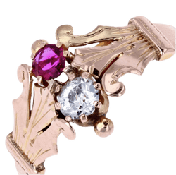 Bague Toi & Moi en or rose, rubis et diamant - Castafiore