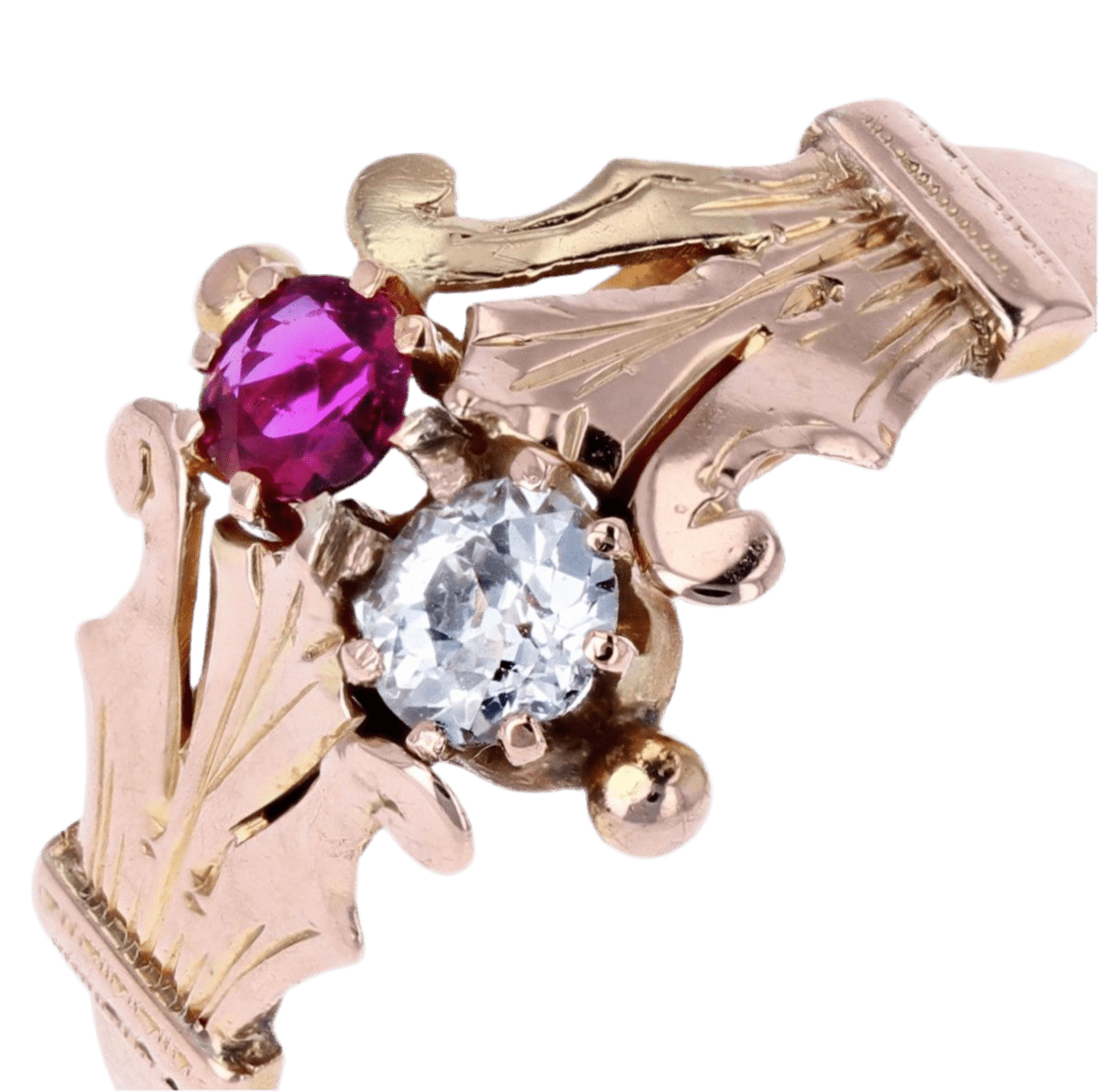 Bague Toi & Moi en or rose, rubis et diamant - Castafiore