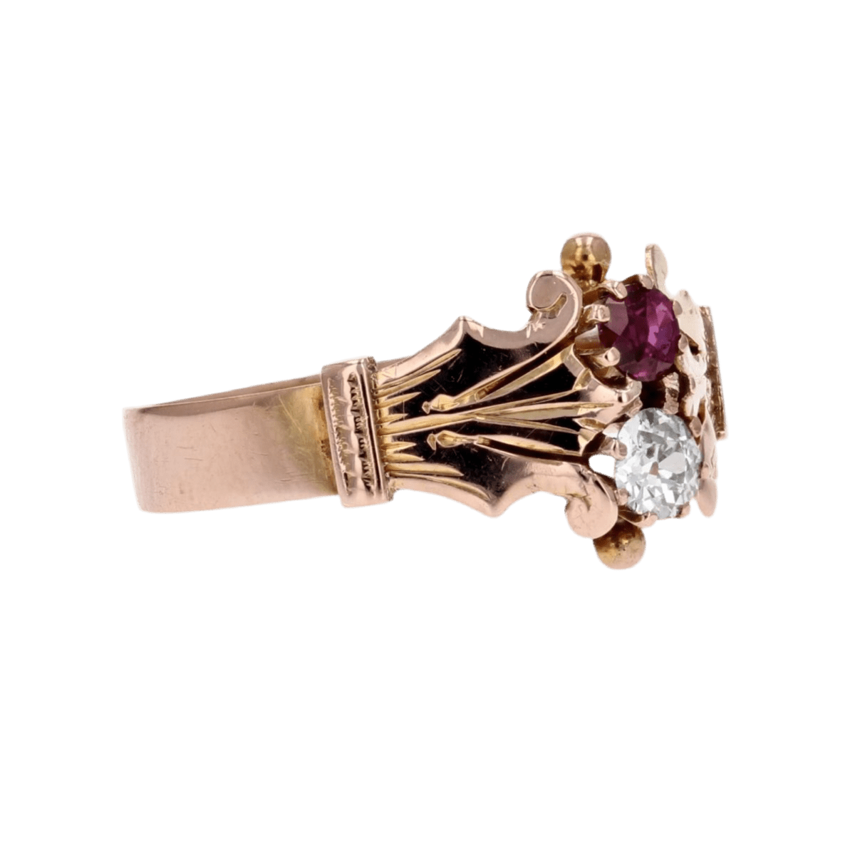 Bague Toi & Moi en or rose, rubis et diamant - Castafiore