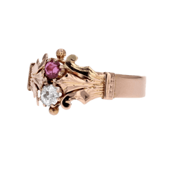 Bague Toi & Moi en or rose, rubis et diamant - Castafiore