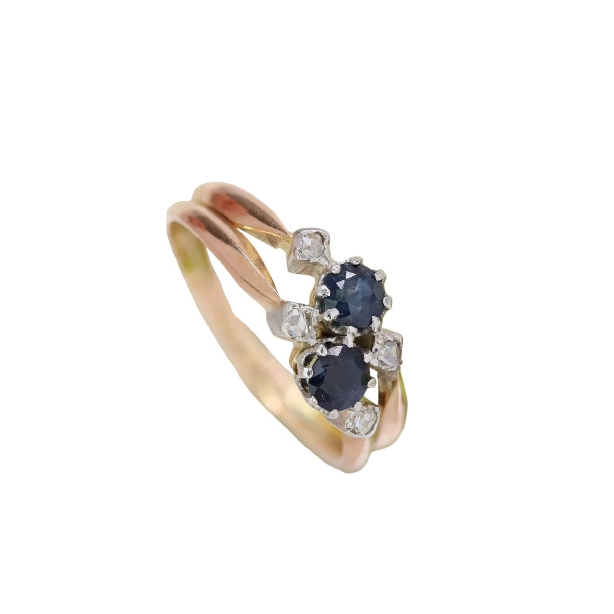 Bague Toi & Moi en or rose, saphirs et diamants - Castafiore