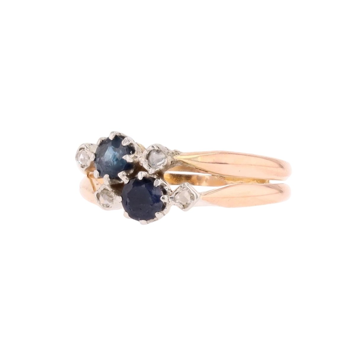 Bague Toi & Moi en or rose, saphirs et diamants - Castafiore