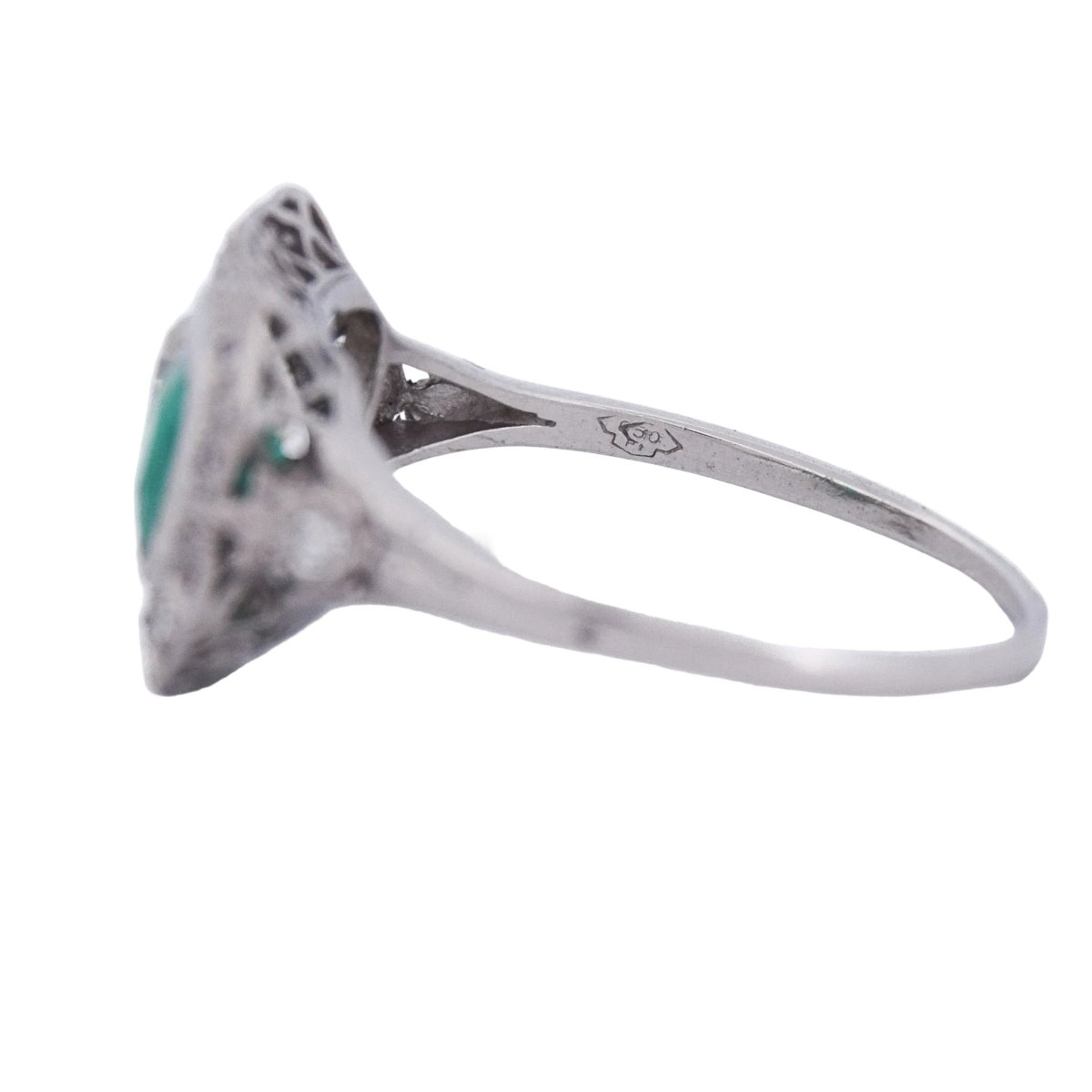 Bague Toi & Moi en platine, émeraude et diamants - Castafiore