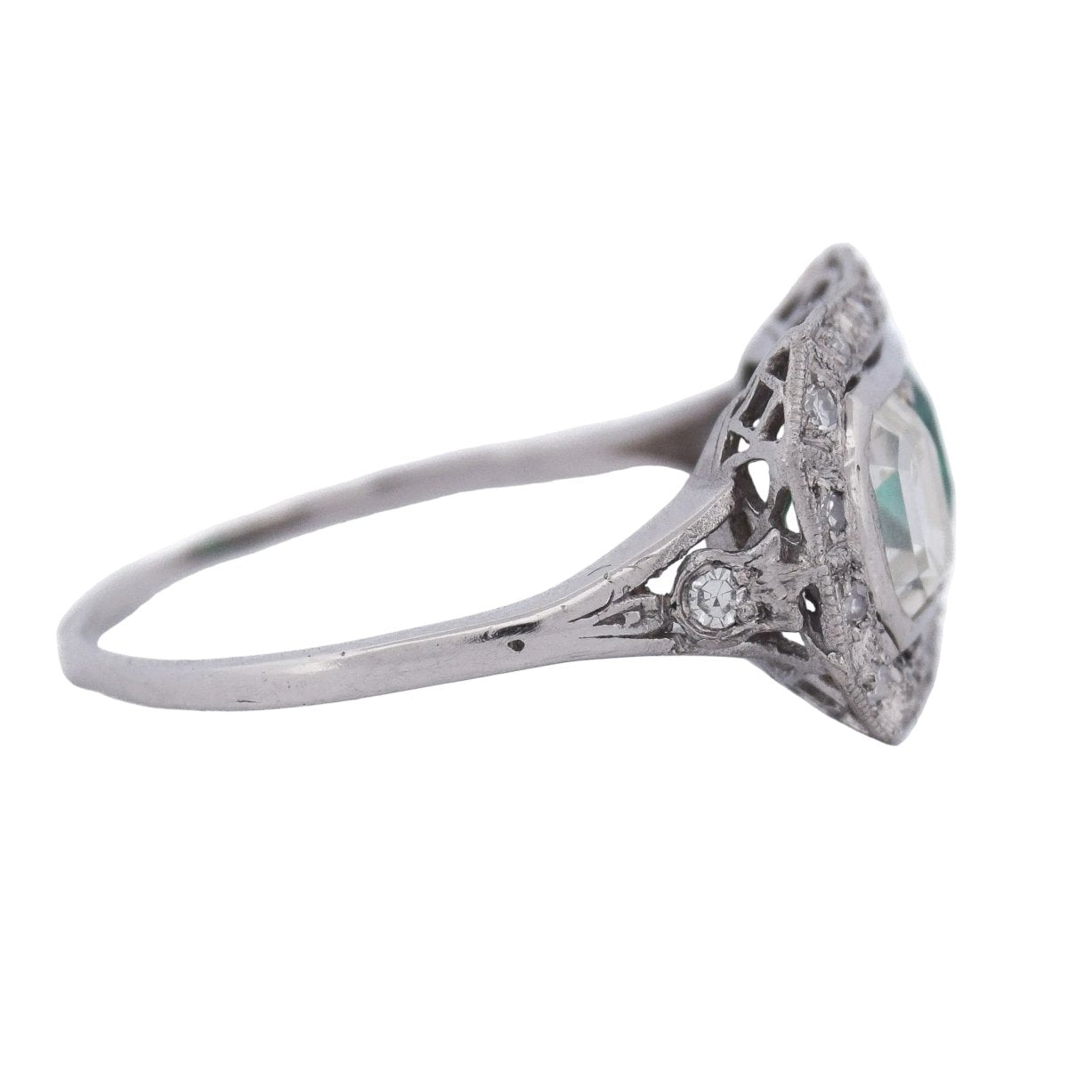 Bague Toi & Moi en platine, émeraude et diamants - Castafiore