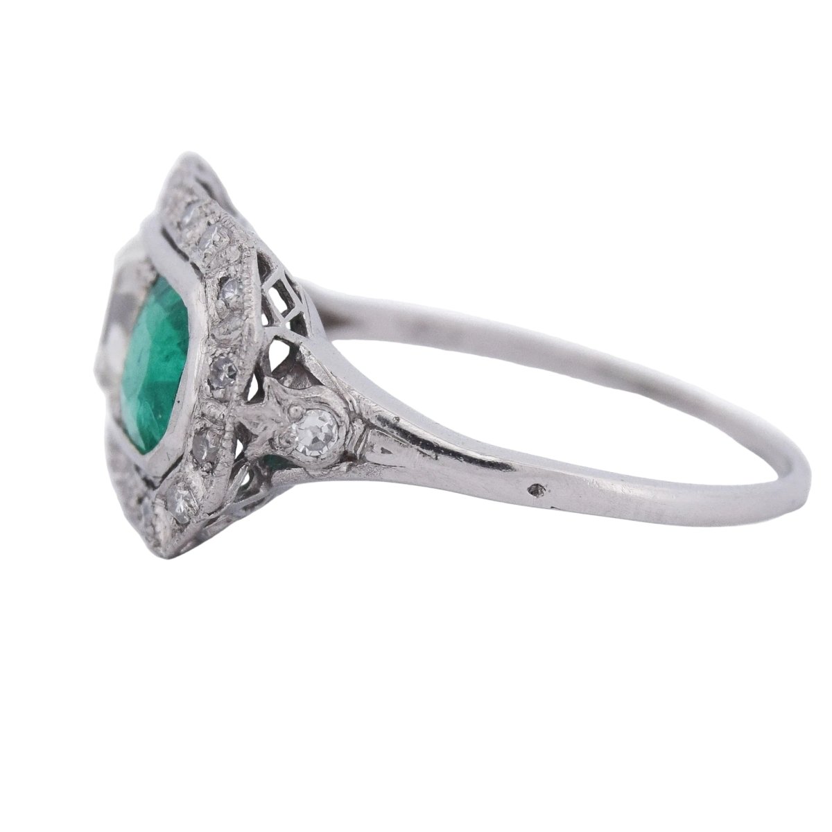 Bague Toi & Moi en platine, émeraude et diamants - Castafiore