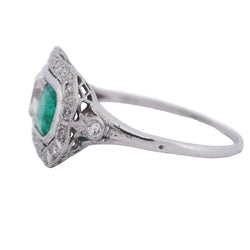 Bague Toi & Moi en platine, émeraude et diamants - Castafiore