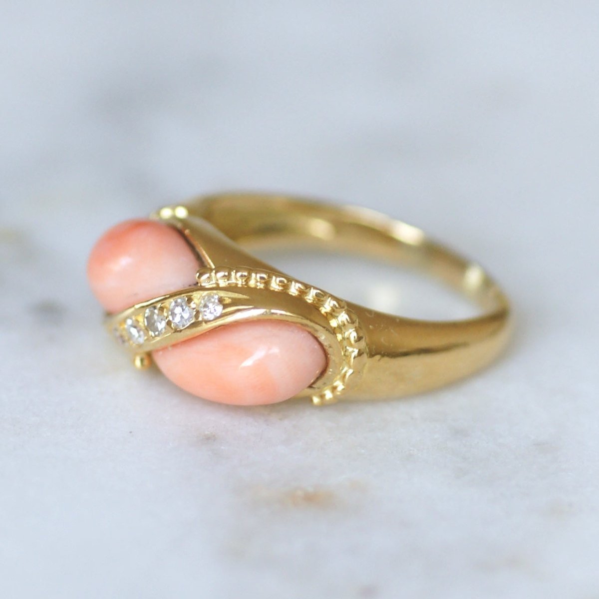Bague Toi & Moi JEAN & PIERRE BELLIN en or jaune, corail et diamants - Castafiore