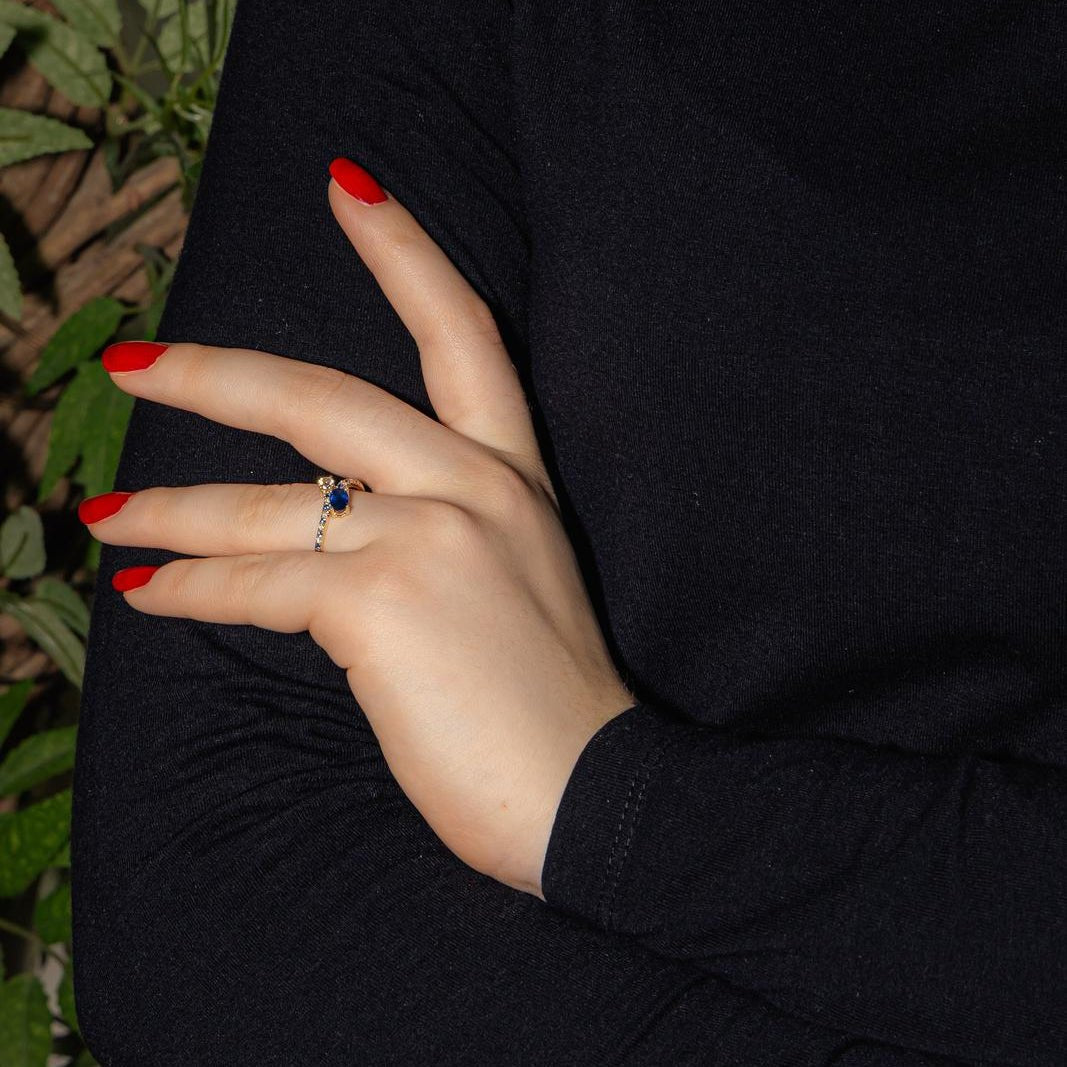 Bague Toi & Moi MAUBOUSSIN "Duo d'amour" en or jaune, saphir et diamants - Castafiore