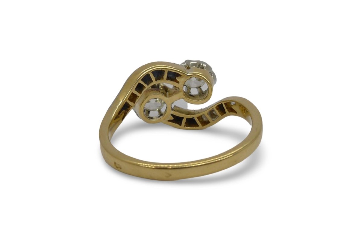 Bague Toi & Moi Or et diamants Vintage - Castafiore