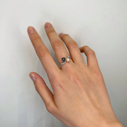 Bague Toi & Moi - Or, saphir et perle