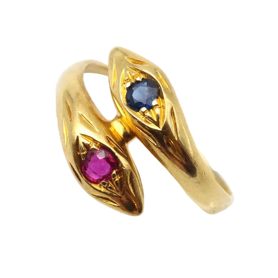 Bague Toi & Moi WEMPE en or jaune, saphir et rubis - Castafiore