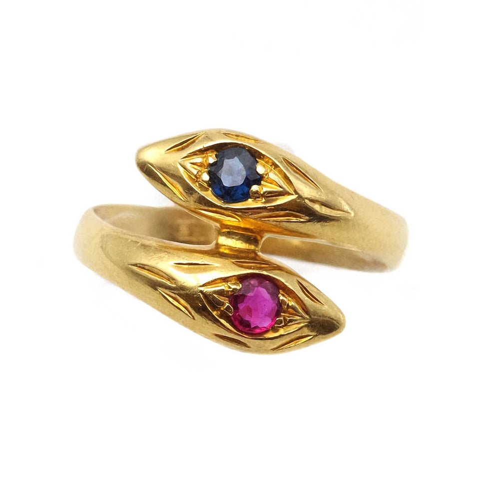 Bague Toi & Moi WEMPE en or jaune, saphir et rubis - Castafiore