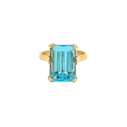 Bague Topaze bleue en or jaune - Castafiore