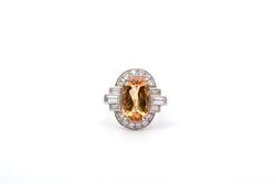 Bague topaze de 4,19cts et diamants en platine - Castafiore