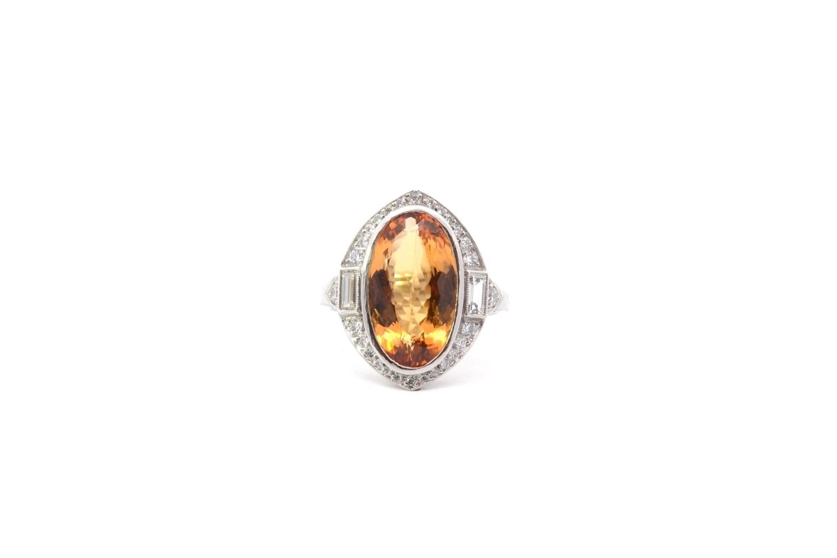 Bague topaze naturelle 7,03cts et diamants - Castafiore