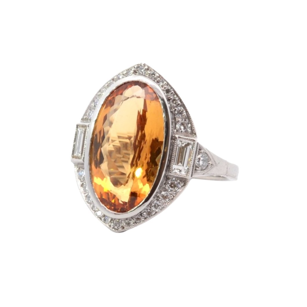 Bague topaze naturelle 7,03cts et diamants - Castafiore