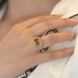 Bague topaze naturelle 8,24cts et diamants - Castafiore