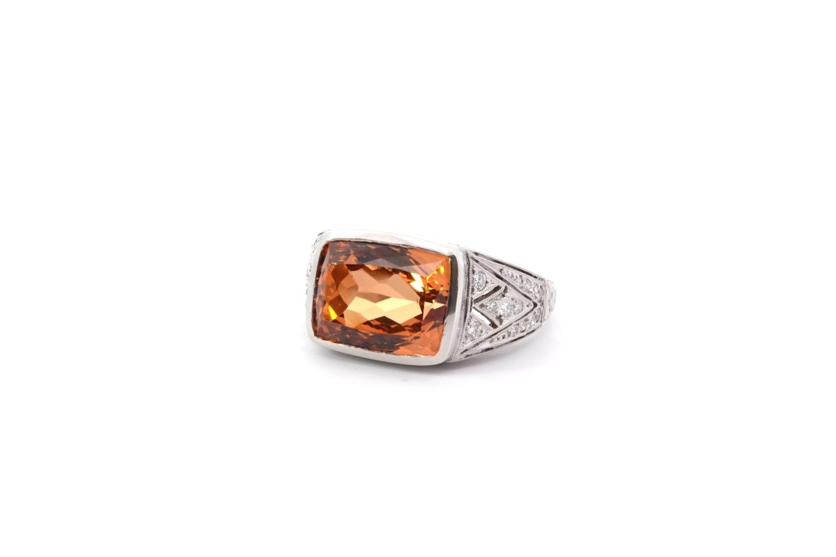 Bague topaze naturelle 8,24cts et diamants - Castafiore