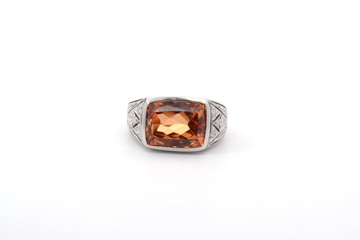 Bague topaze naturelle 8,24cts et diamants - Castafiore