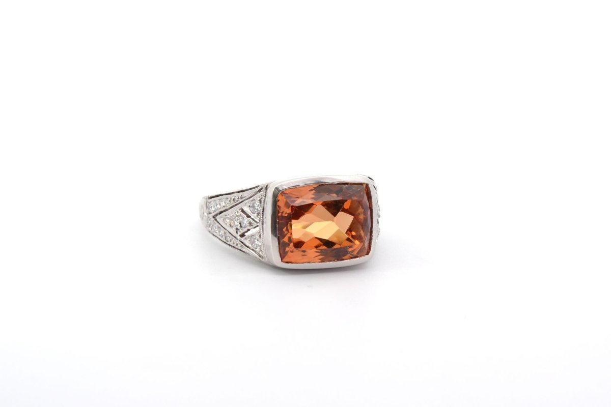 Bague topaze naturelle 8,24cts et diamants - Castafiore