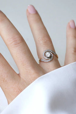 Bague Tourbillon Diamant Or Jaune et Platine - Castafiore