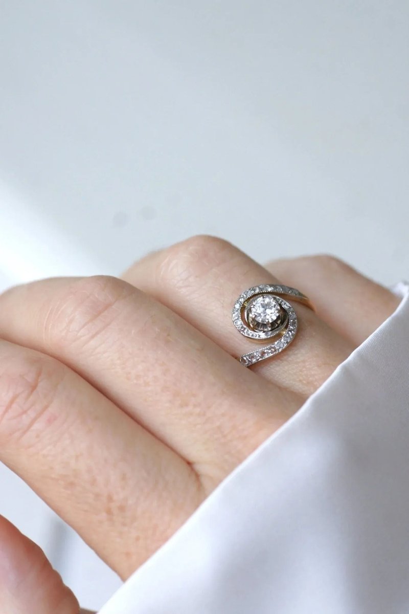 Bague Tourbillon Diamant Or Jaune et Platine - Castafiore