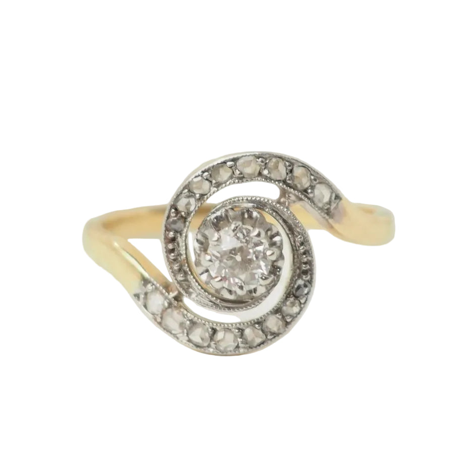 Bague tourbillon en or bicolore et diamants - Castafiore