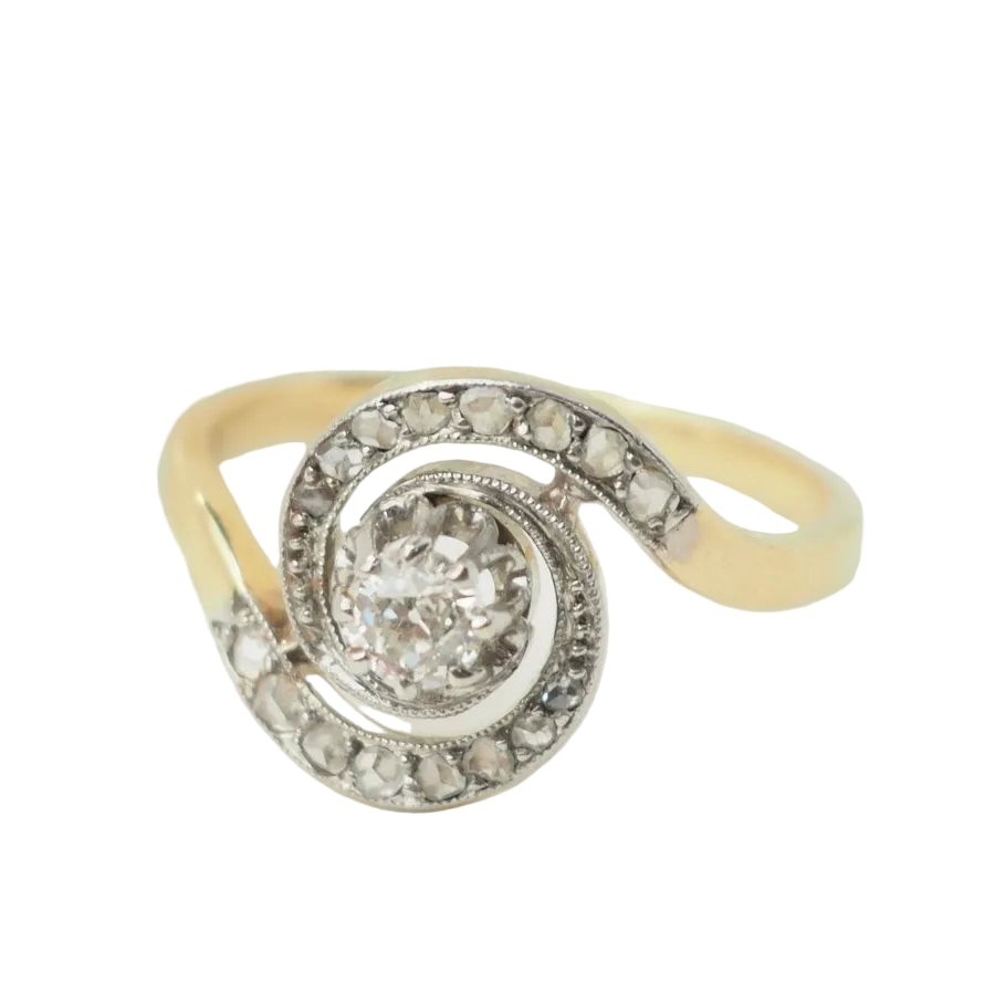 Bague tourbillon en or bicolore et diamants - Castafiore