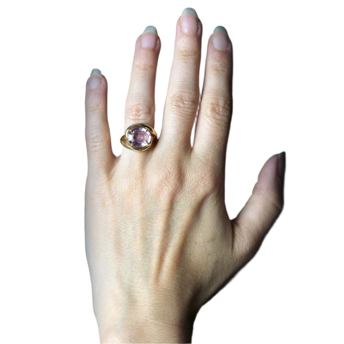 Bague tourbillon en or jaune et améthyste - Castafiore