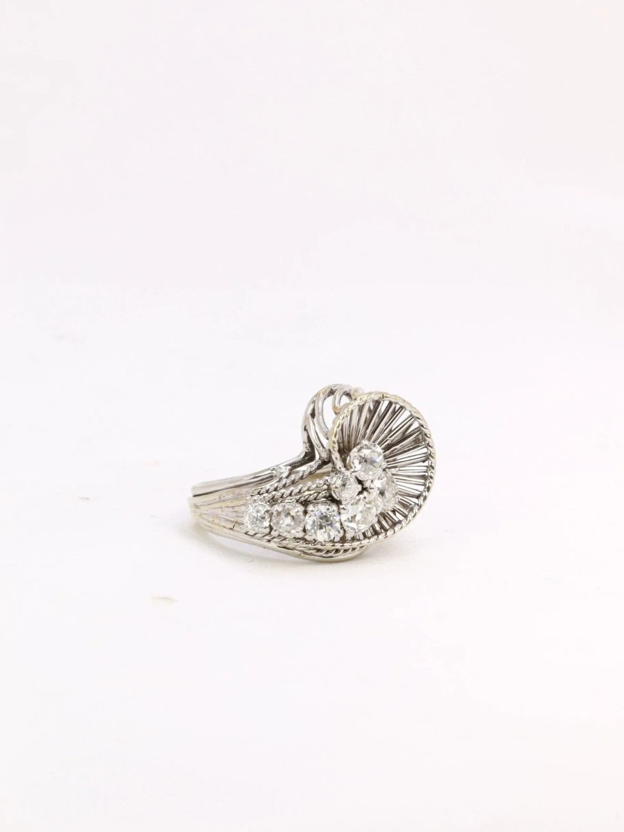 Bague tourbillon or blanc diamants 1 ct - Castafiore