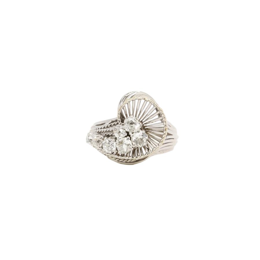 Bague tourbillon or blanc diamants 1 ct - Castafiore