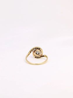 Bague tourbillon or platine diamants taille ancienne 0,10 ct - Castafiore
