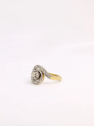 Bague tourbillon or platine diamants taille ancienne 0,15 ct - Castafiore