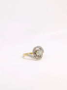 Bague tourbillon or platine diamants taille ancienne 0,15 ct - Castafiore