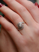 Bague tourbillon or platine diamants taille ancienne 0,15 ct - Castafiore