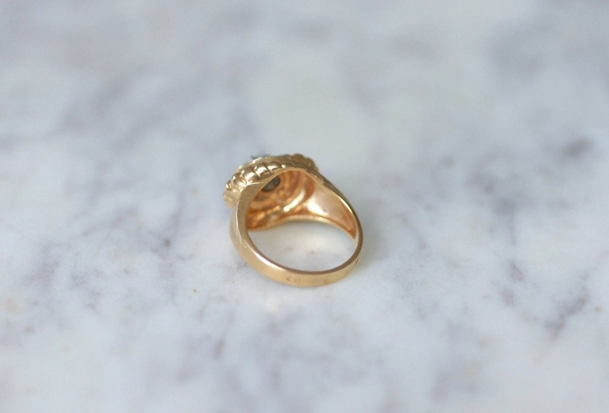 Bague tourbillon vintage or rose et diamants - Castafiore