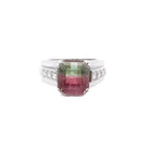 Bague tourmaline bicolore et diamants en platine - Castafiore