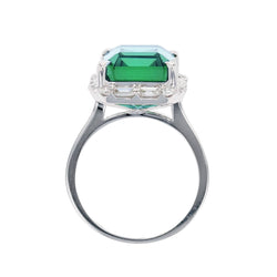 Bague Tourmaline et diamants taille baguette et brillant en or blanc - Castafiore