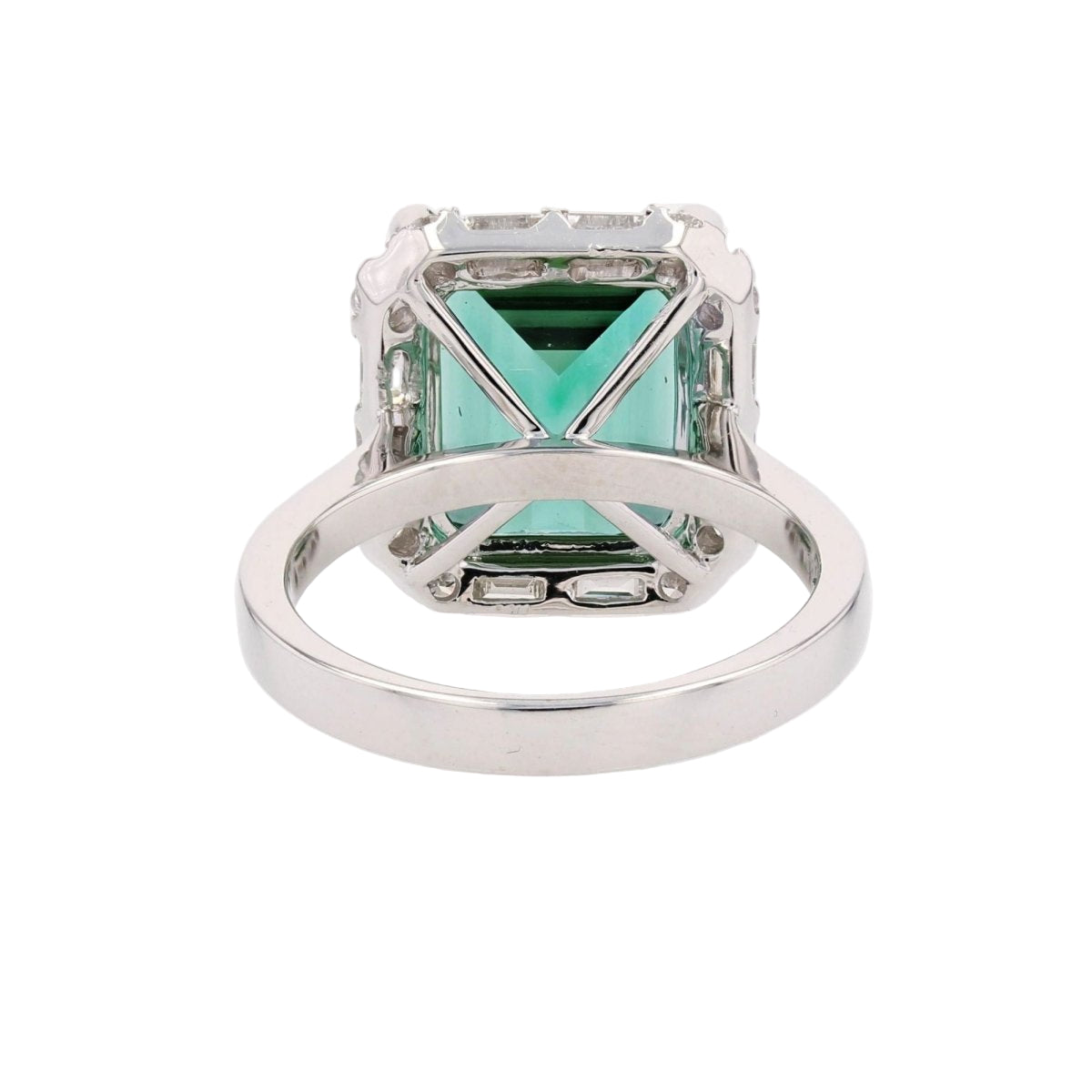 Bague Tourmaline et diamants taille baguette et brillant en or blanc - Castafiore
