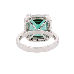Bague Tourmaline et diamants taille baguette et brillant en or blanc - Castafiore