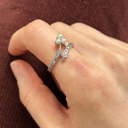 Bague trèfle en or jaune, argent et diamants - Castafiore