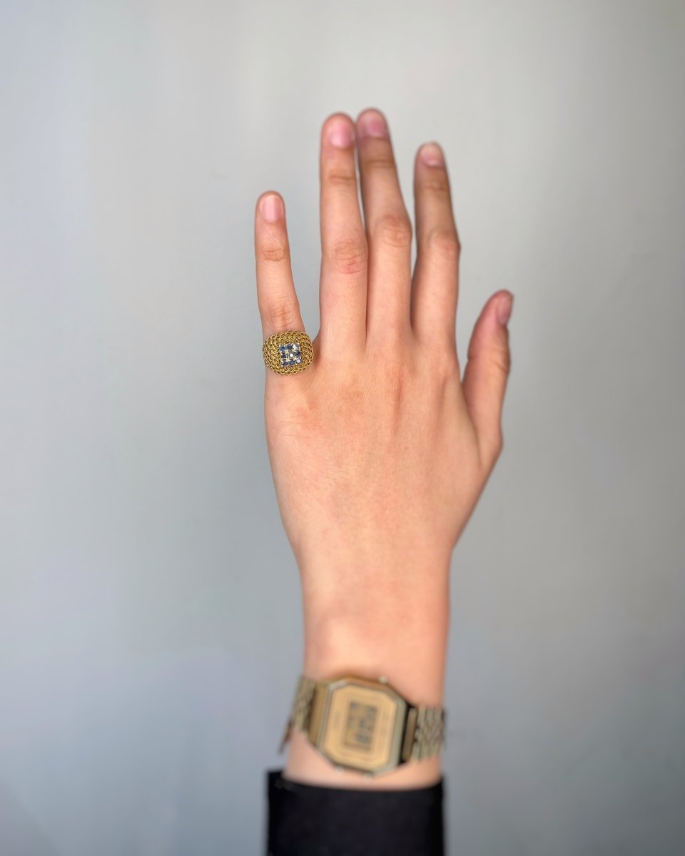 Bague Tressée - Or jaune et Saphirs - Castafiore