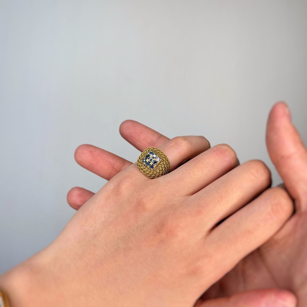 Bague Tressée - Or jaune et Saphirs - Castafiore