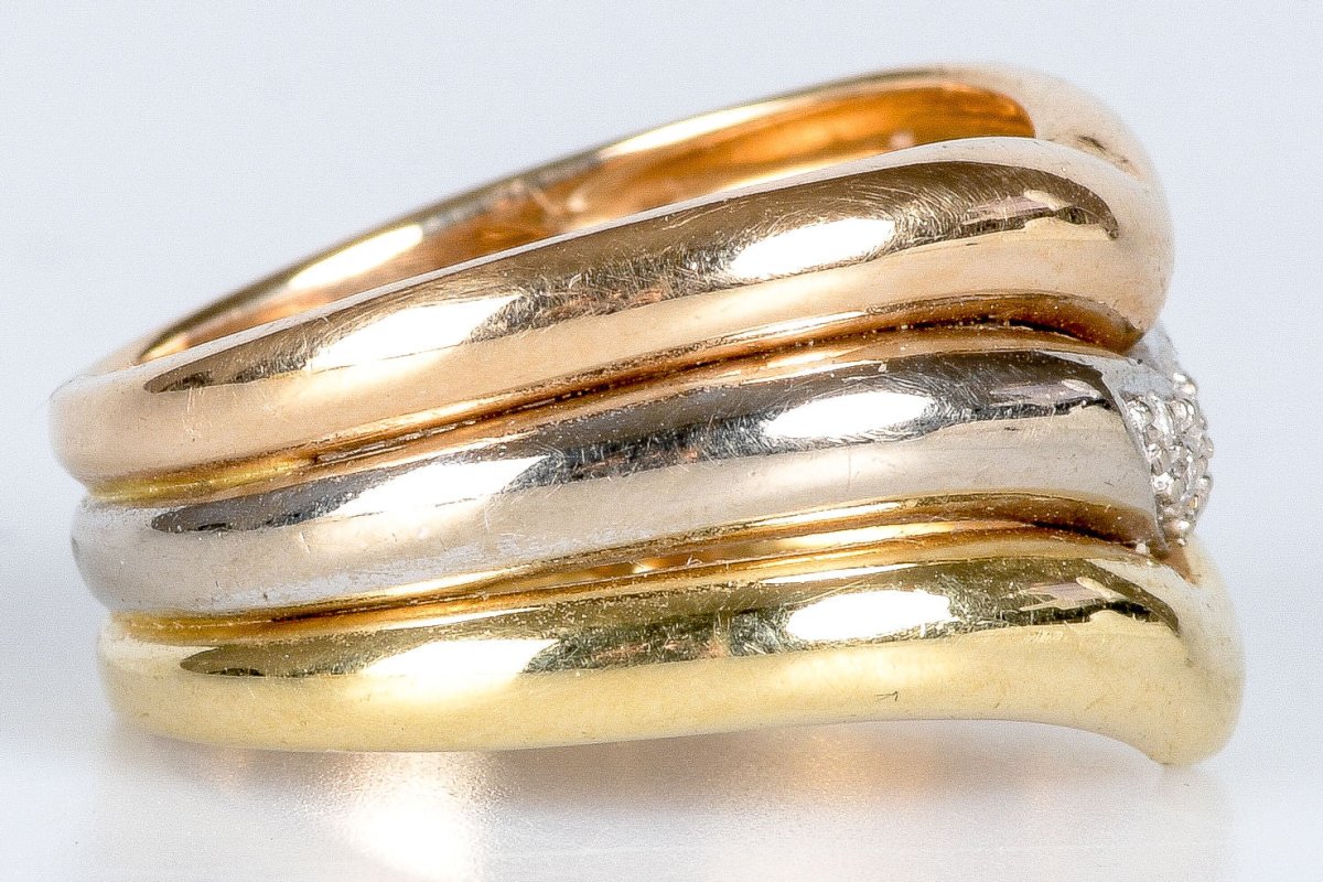 Bague Tricolore 18 carats ornés de diamants - Castafiore