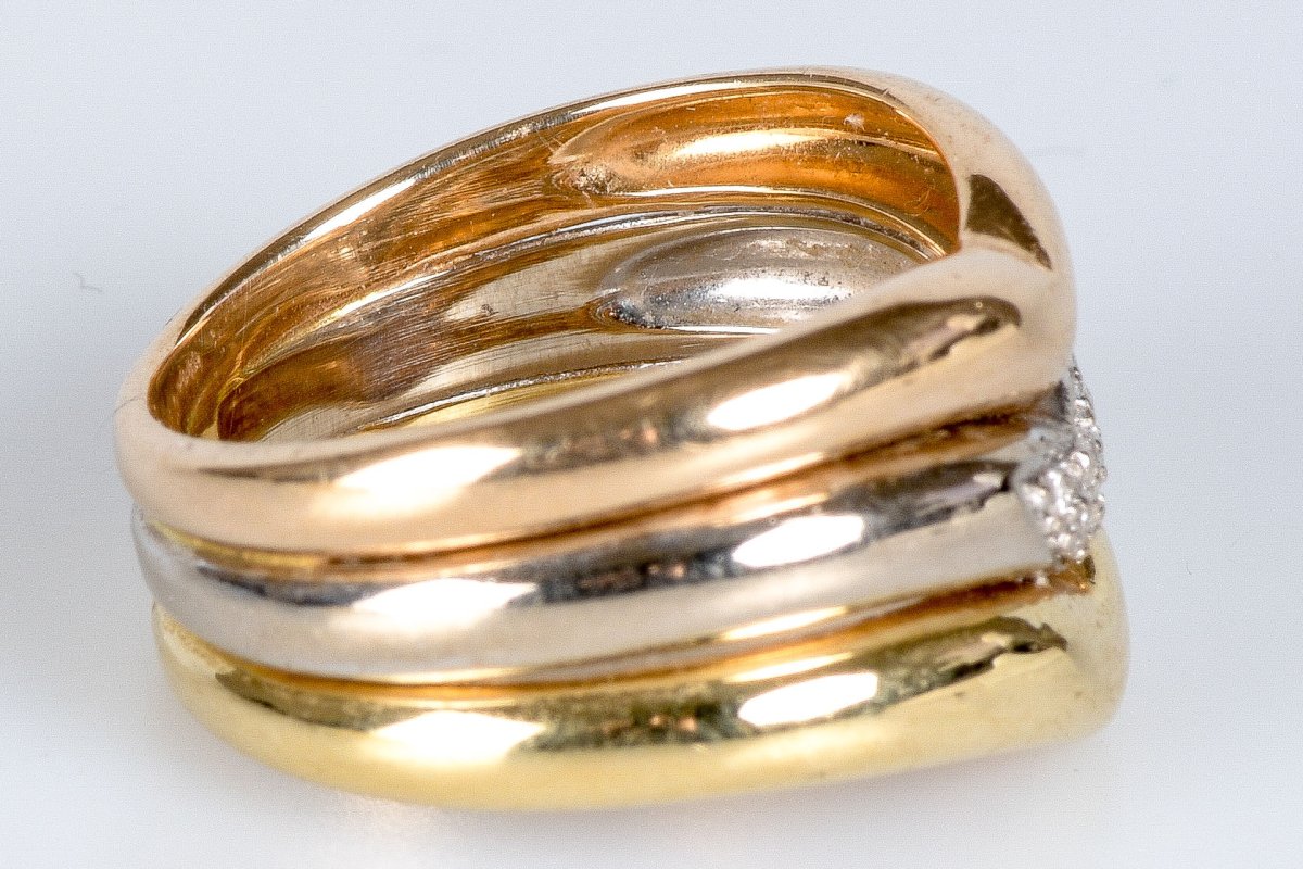Bague Tricolore 18 carats ornés de diamants - Castafiore