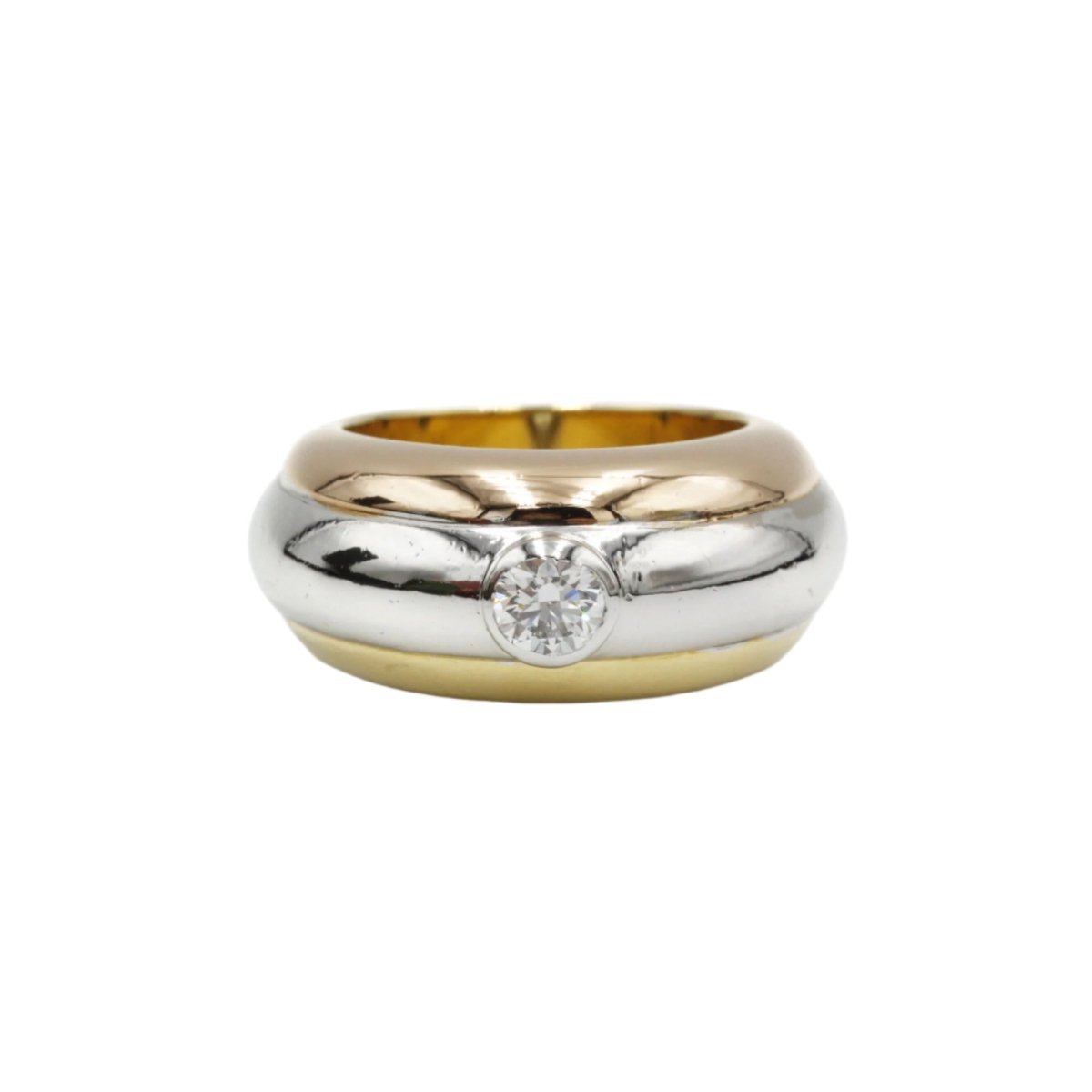 Bague Tricolore CARTIER en or jaune, rose, blanc et diamants - Castafiore