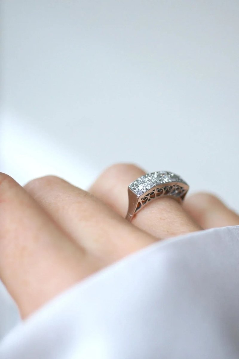 Bague Trilogie Diamants Art Déco - Castafiore