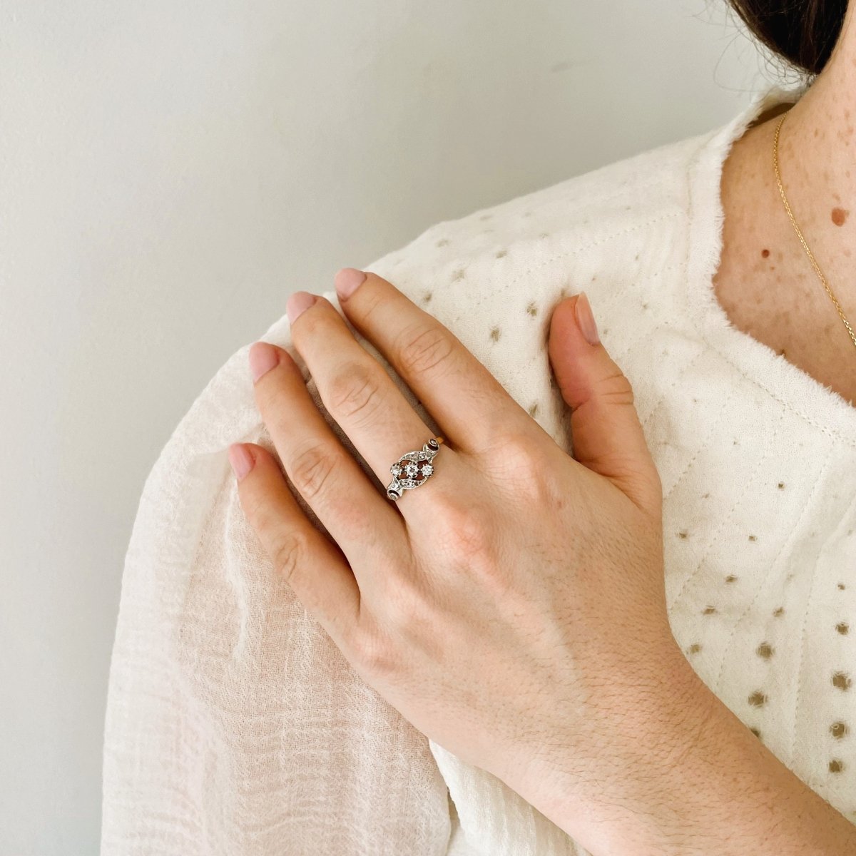 Bague Trilogie diamants en or jaune et platine