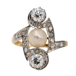 Bague Trilogie en deux ors, perle, et diamants - Castafiore